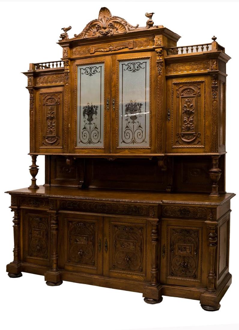 ITALIAN RENAISSANCE REVIVAL CARVED OAK SIDEBOARD (1 of 9)