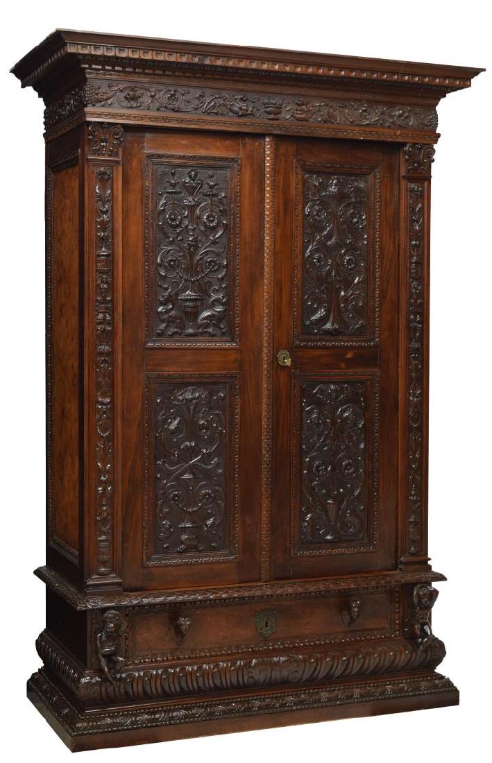 ITALIAN ROCOCO REVIVAL FIGURAL CARVED ARMOIRE (1 of 4)
