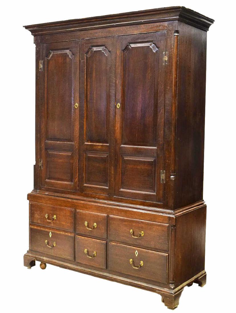 ENGLISH GEORGIAN OAK LIVERY CUPBOARD, LATE 18TH C (1 of 4)