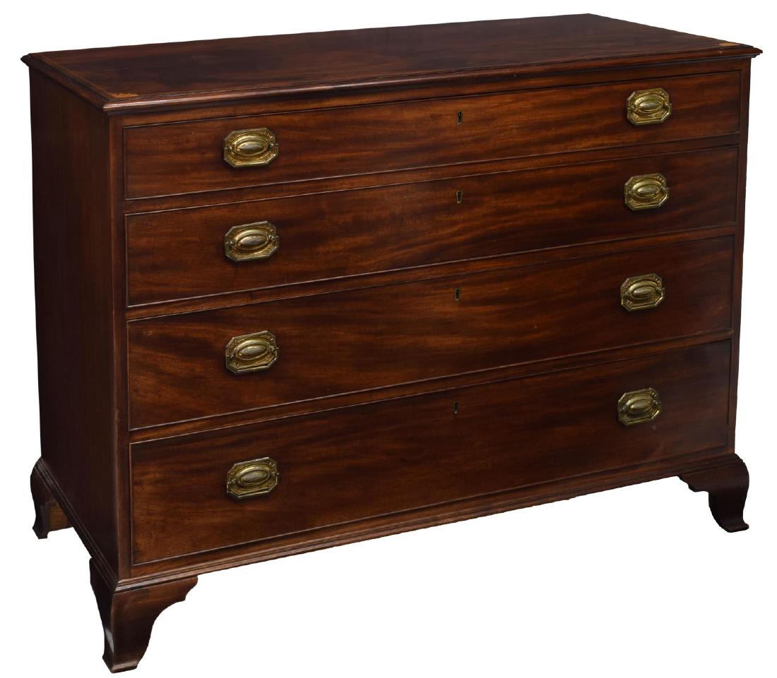 GEORGIAN MAHOGANY INLAID CHEST, C. 1800 (1 of 6)