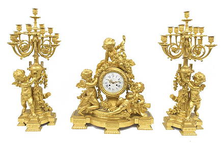 (3) MONUMENTAL DORE BRONZE CHARPENTIER CLOCK SET (1 of 8)