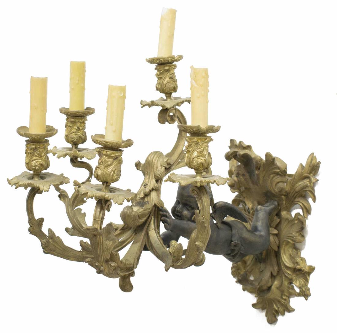 (2)BRONZE CHERUB PUTTI 5-LIGHT WALL SCONCES (1 of 2)