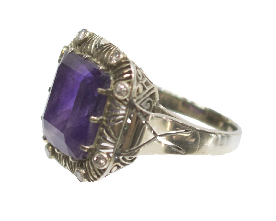 ESTATE 18KT GOLD, AMEHTYST & DIAMOND SET RING (1 of 4)