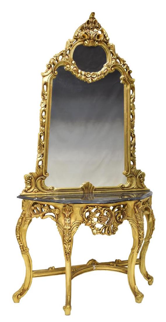 LOUIS XV STYLE GILTWOOD CONSOLE TABLE & MIRROR (1 of 3)