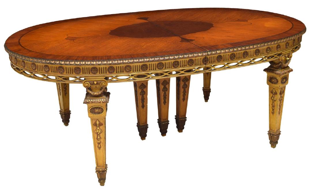 AMERICAN INLAID PARCEL GILT DINING TABLE W/ LEAF (1 of 2)