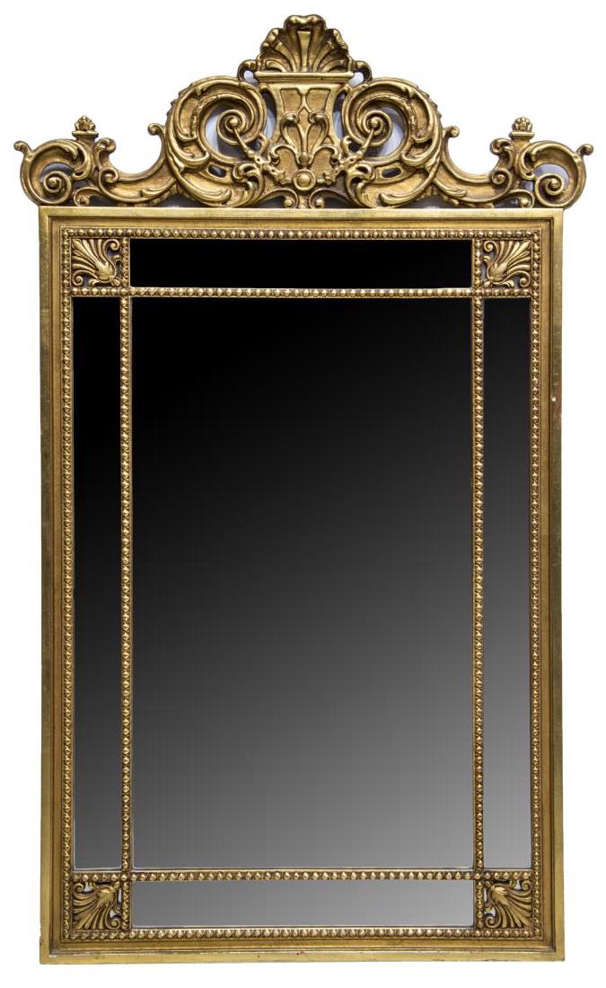 ITALIAN GILTWOOD FOLIATE SCROLLED WALL MIRROR (1 of 2)