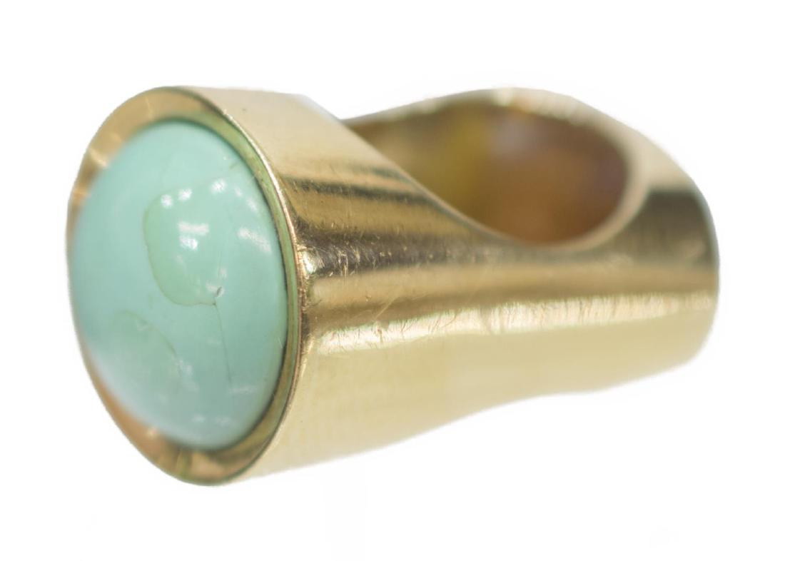 MODERNIST 18KT YELLOW GOLD & TURQUOISE RING (1 of 4)