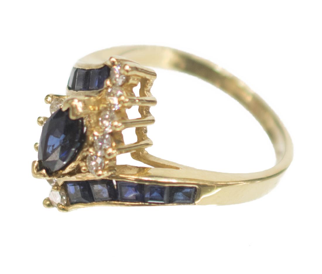 LADIES 14KT GOLD, DIAMOND & SAPPHIRE ESTATE RING (1 of 3)