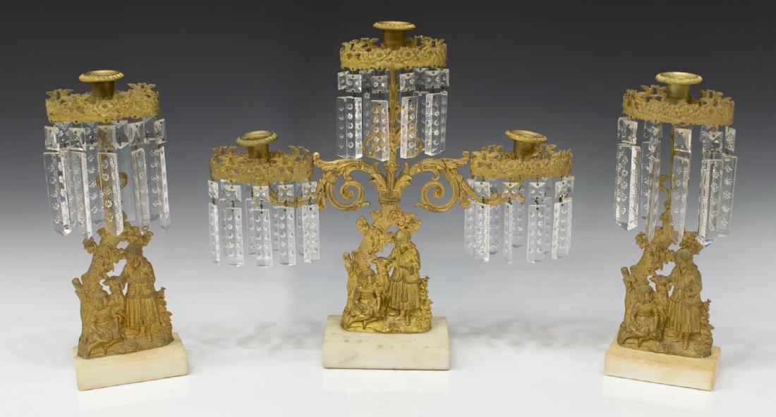 (3) FIGURAL GILT METAL & MARBLE GIRANDOLE SET (1 of 3)