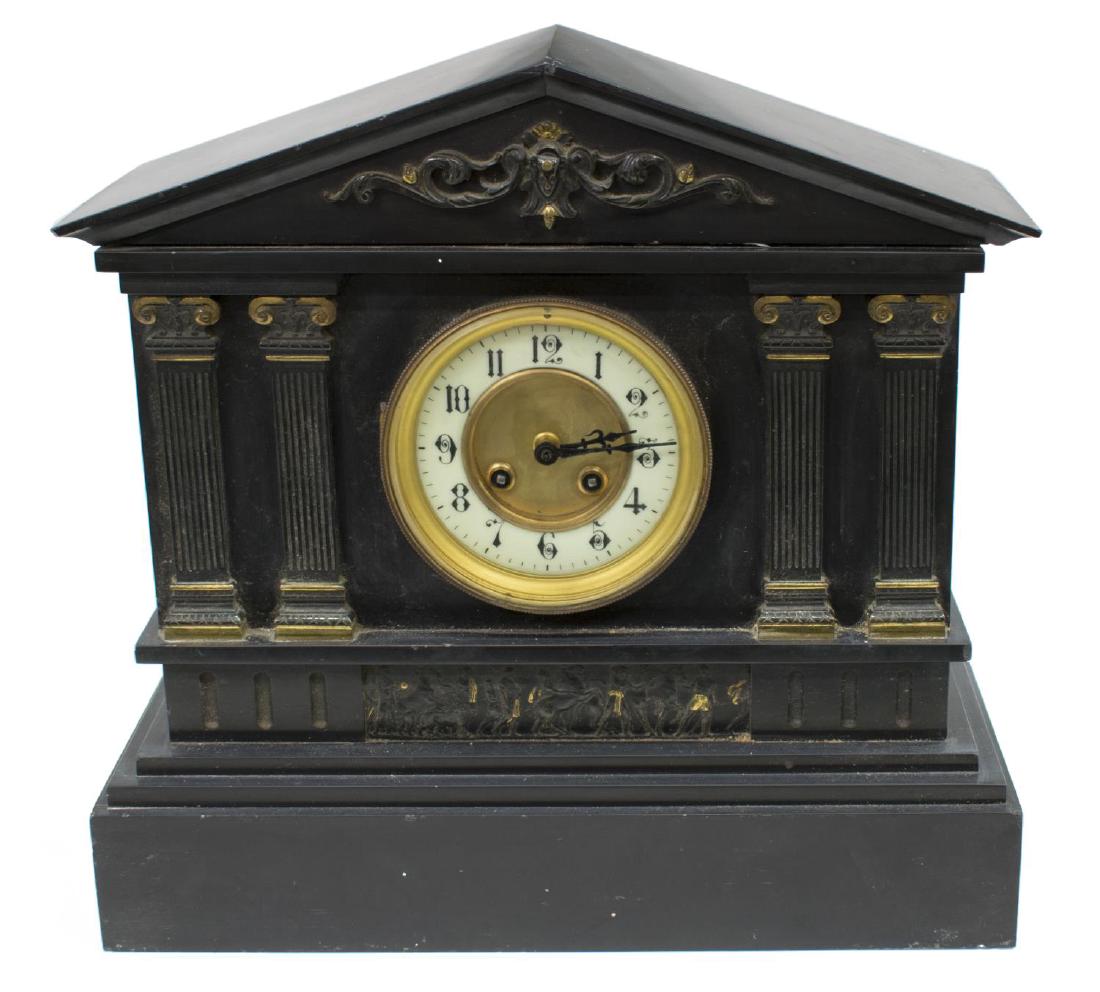 JAPY FRERES SLATE ARCHITECTURAL MANTLE CLOCK 19THC (1 of 6)