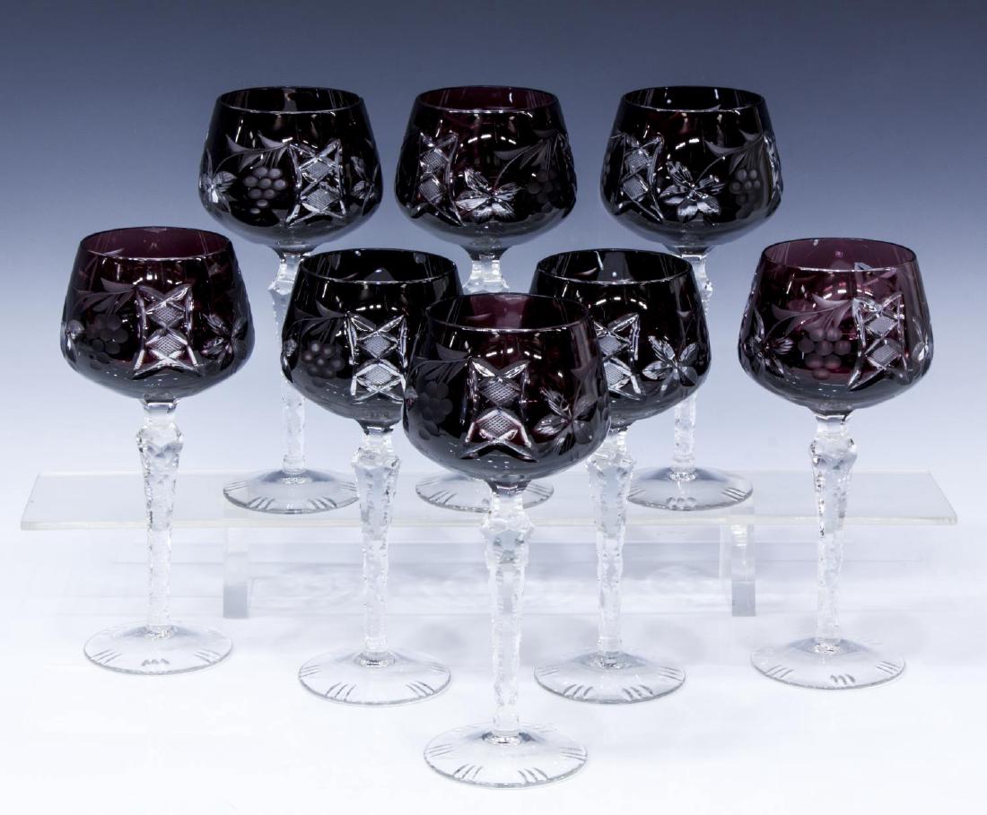(8) RUBY CUT TO CLEAR GRAPE VINE GOBLETS (1 of 3)