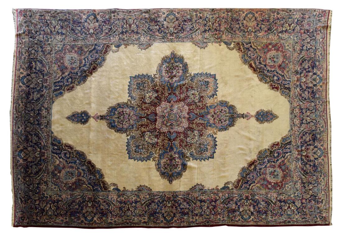PERSIAN KERMAN HAND-WOVEN RUG, 13'9" x 9'7" (1 of 2)