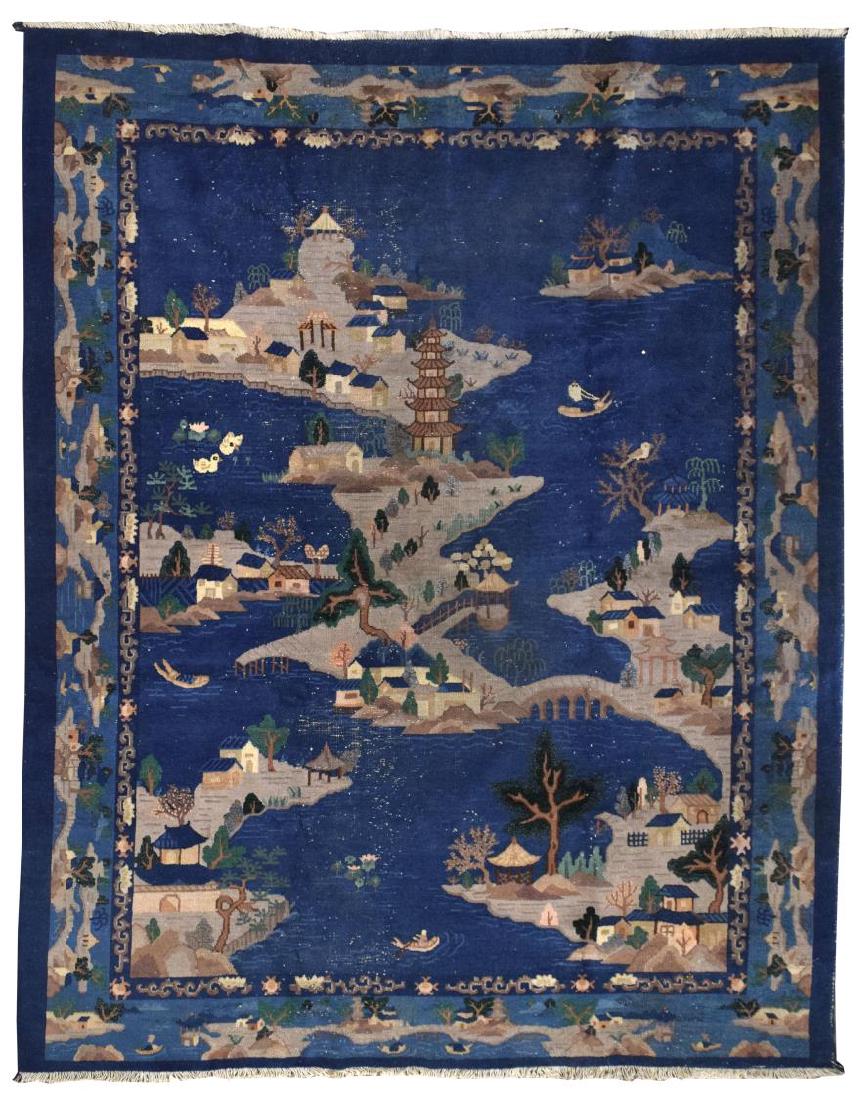 CHINESE PICTORIAL RUG, APPROX. 8' x 9'9" (1 of 3)