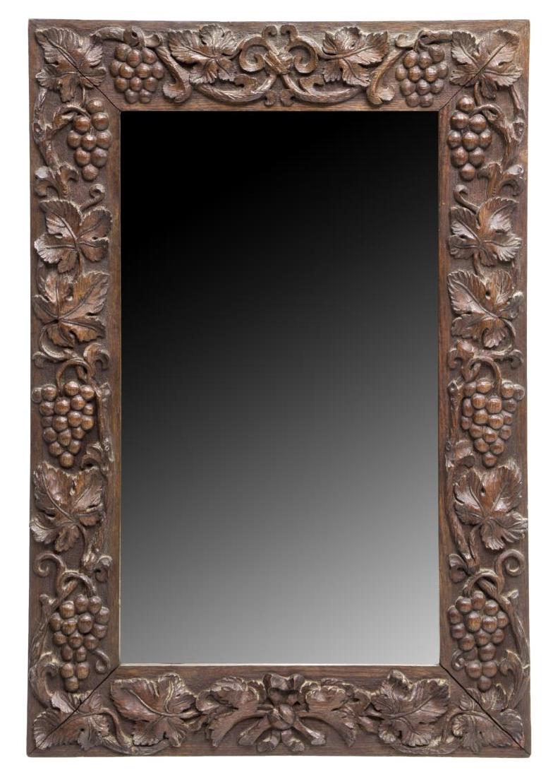 ENGLISH GRAPE LEAF CARVED OAK FRAMED MIRROR (1 of 3)