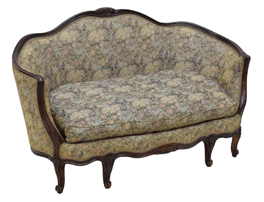 CURVED BACK SETTEE WITH FLORAL UPHOLSTERY (1 of 3)
