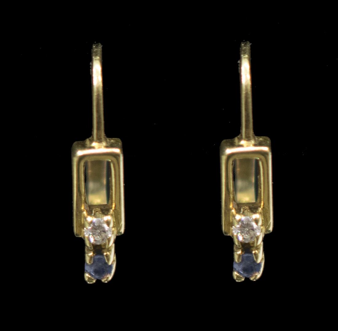 LADIES 18KT GOLD, DIAMOND & SAPPHIRE EARRINGS (1 of 3)