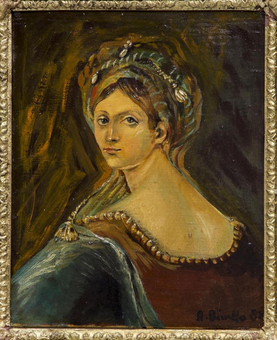 A. BINELLO FRAMED OIL ON CANVAS PORTRAIT OF WOMAN (1 of 4)