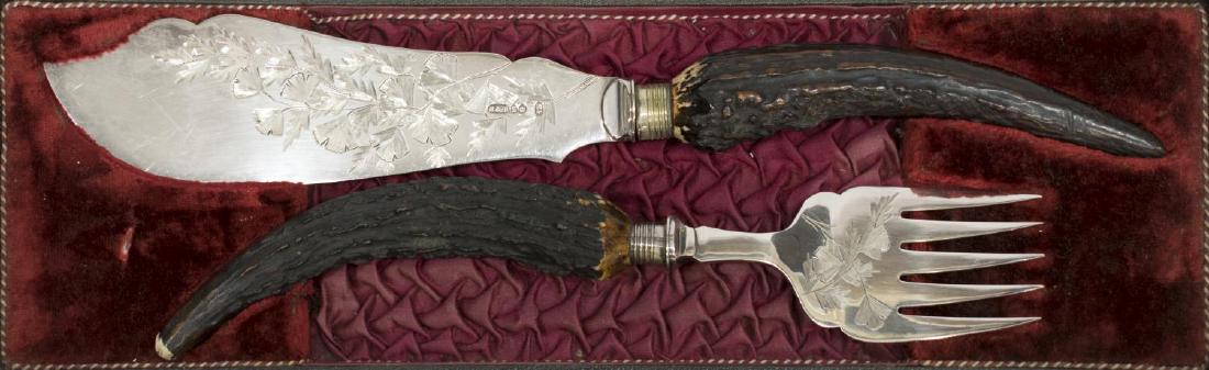 CASED ENGLISH VICTORIAN SILVERPLATE FISH SET (1 of 3)