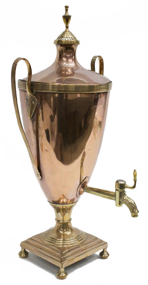19TH C. COPPER & BRASS HOT WATER OR TEA URN (1 of 3)