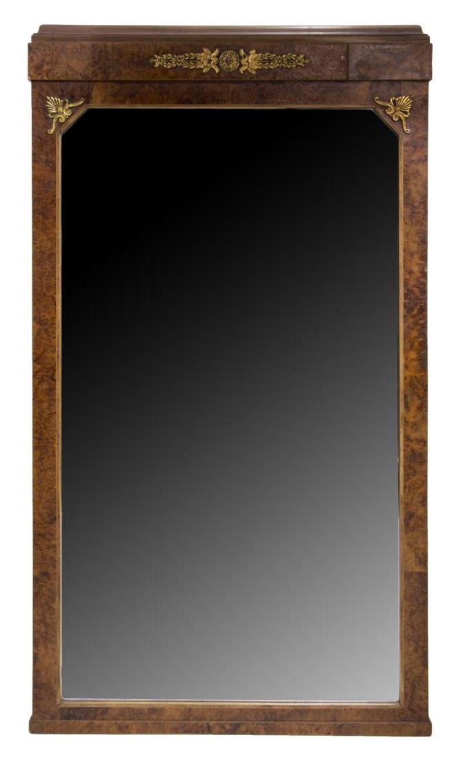 FRENCH STYLE WALL MIRROR WITH ORMOLU & BURL WOOD (1 of 2)