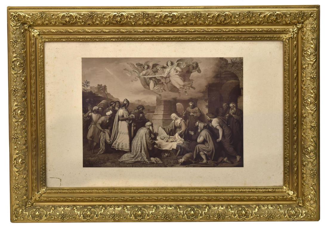 FRAMED 19TH C. LITHOGRAPH, THE NATIVITY (1 of 5)