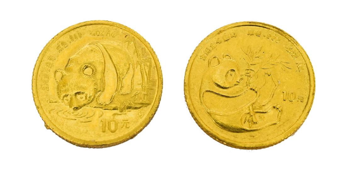 (2) CHINESE GOLD PANDA COINS, 1/10 OUNCE GOLD (1 of 2)