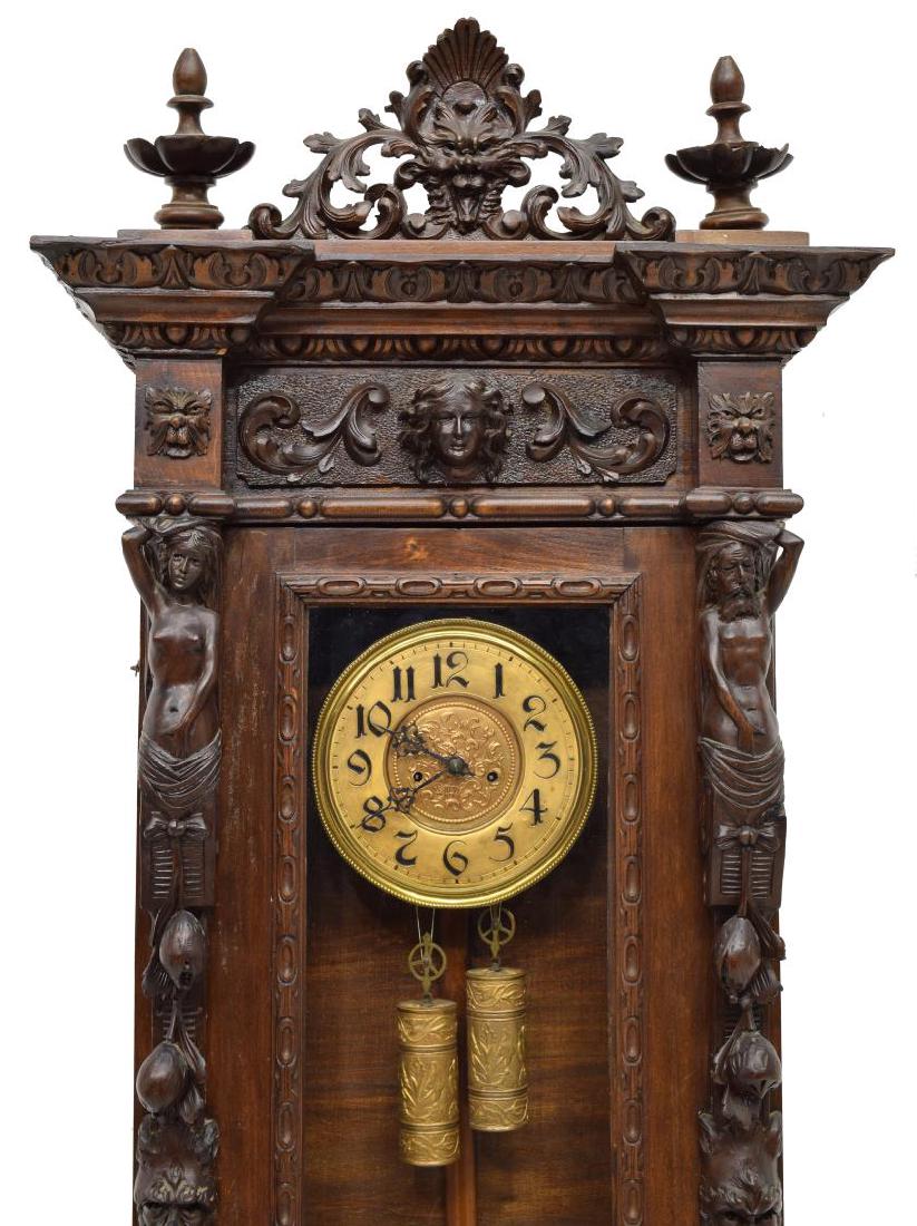 ITALIAN FIGURAL CARVED WEIGHT DRIVEN WALL CLOCK (1 of 7)