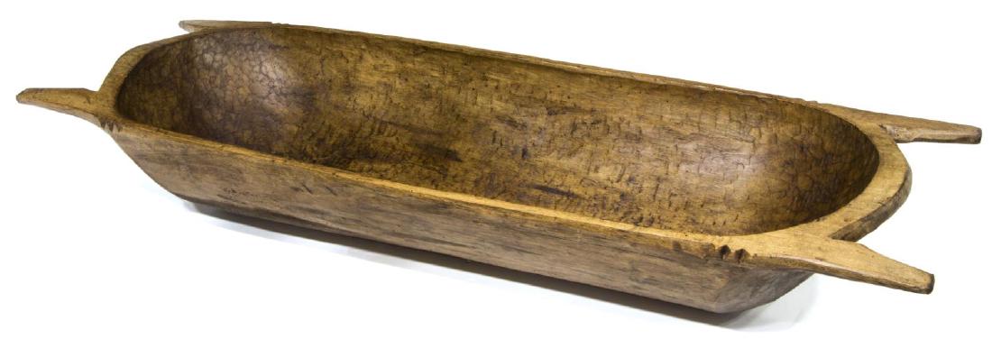 LARGE PRIMITIVE CARVED WOOD DOUGH BOWL (1 of 2)