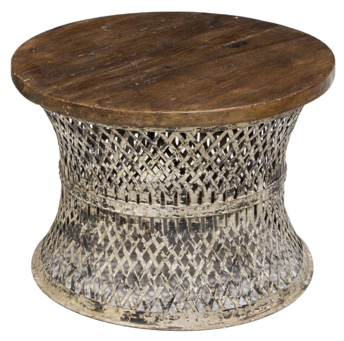 TEAK & IRON CIRCULAR SIDE TABLE (1 of 3)