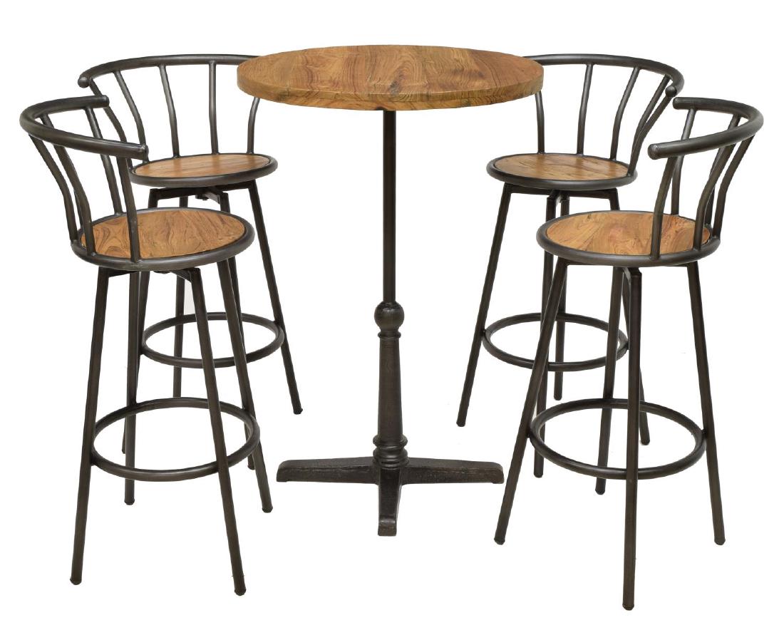 (5) IRON & WOOD BISTRO TABLE & CHAIRS (1 of 3)