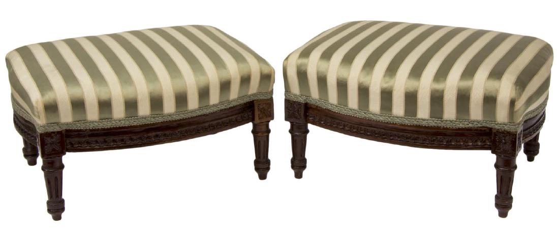 (2) DIMINUTIVE LOUIS XVI STYLE MAHOGANY FOOT STOOL (1 of 2)