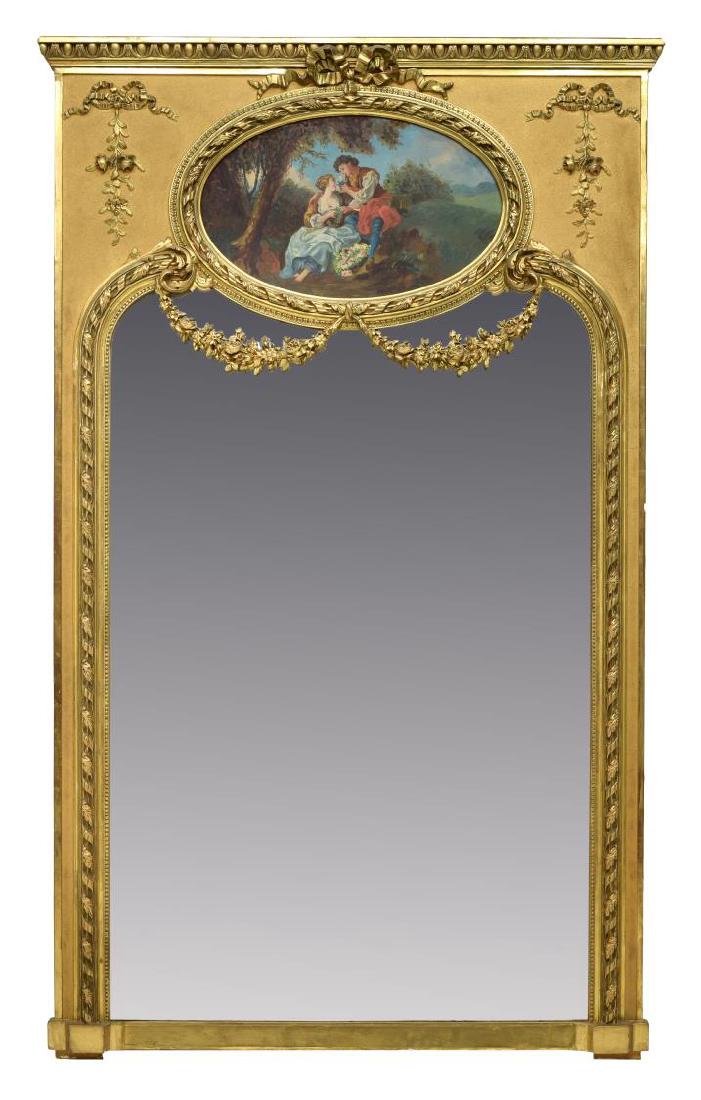 FRENCH LOUIS XVI STYLE TRUMEAU MIRROR (1 of 6)