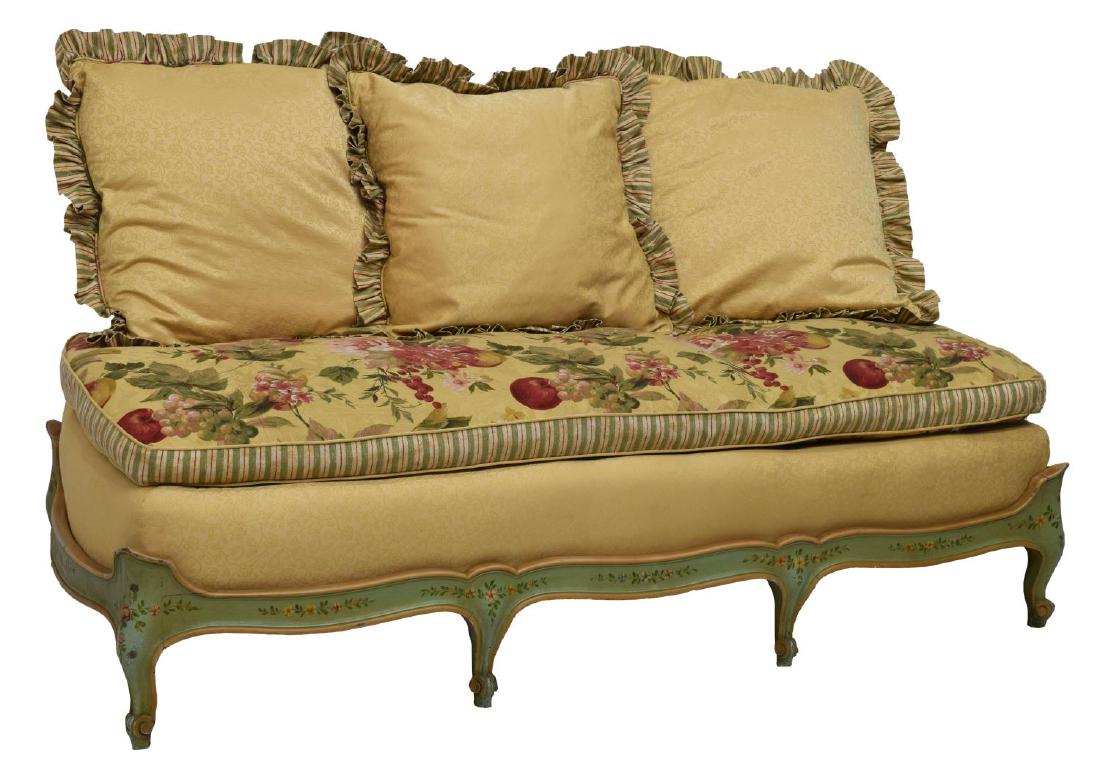 FRENCH LOUIS XV STYLE FLORAL PAINTED DAY BED (1 of 4)