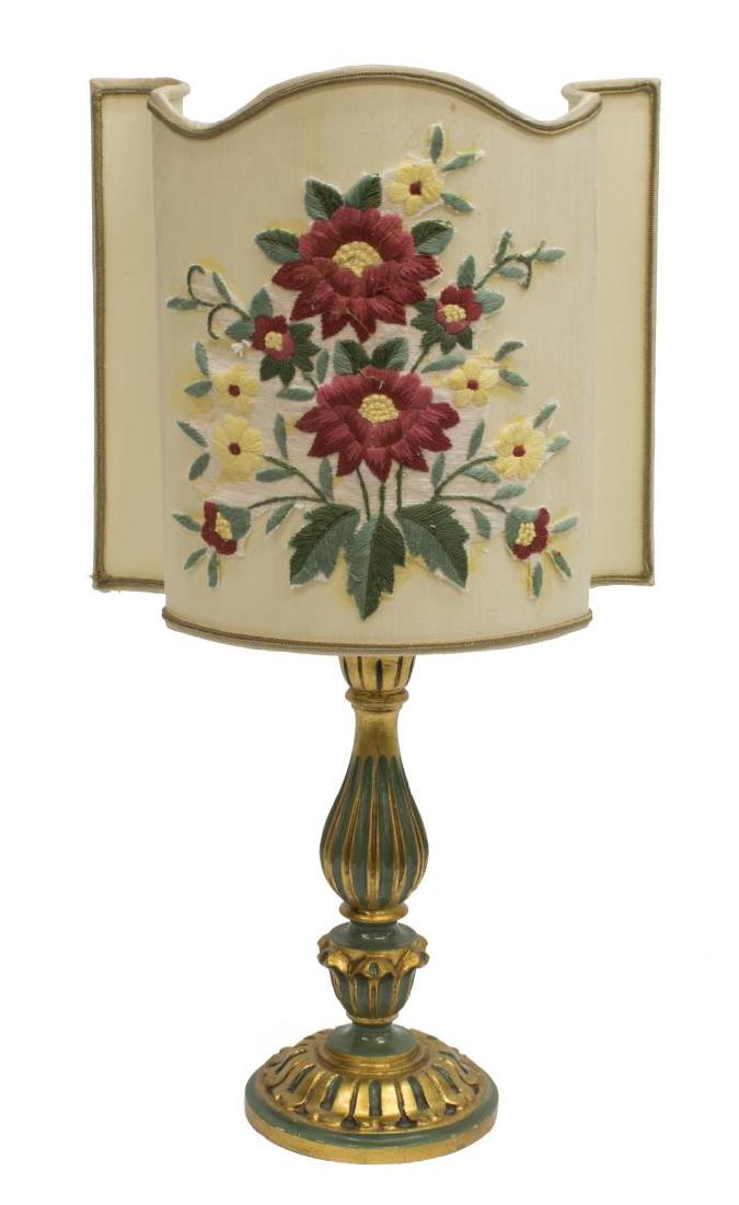 ITALIAN PARCEL GILT PAINTED WOOD TABLE LAMP (1 of 2)