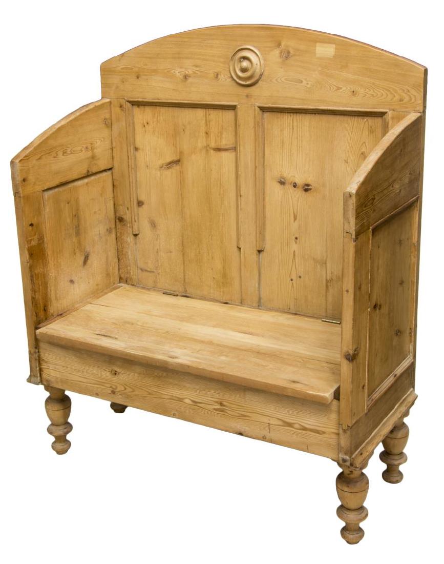DANISH PINE WOOD SETTLE OR HALL STORAGE BENCH (1 of 5)
