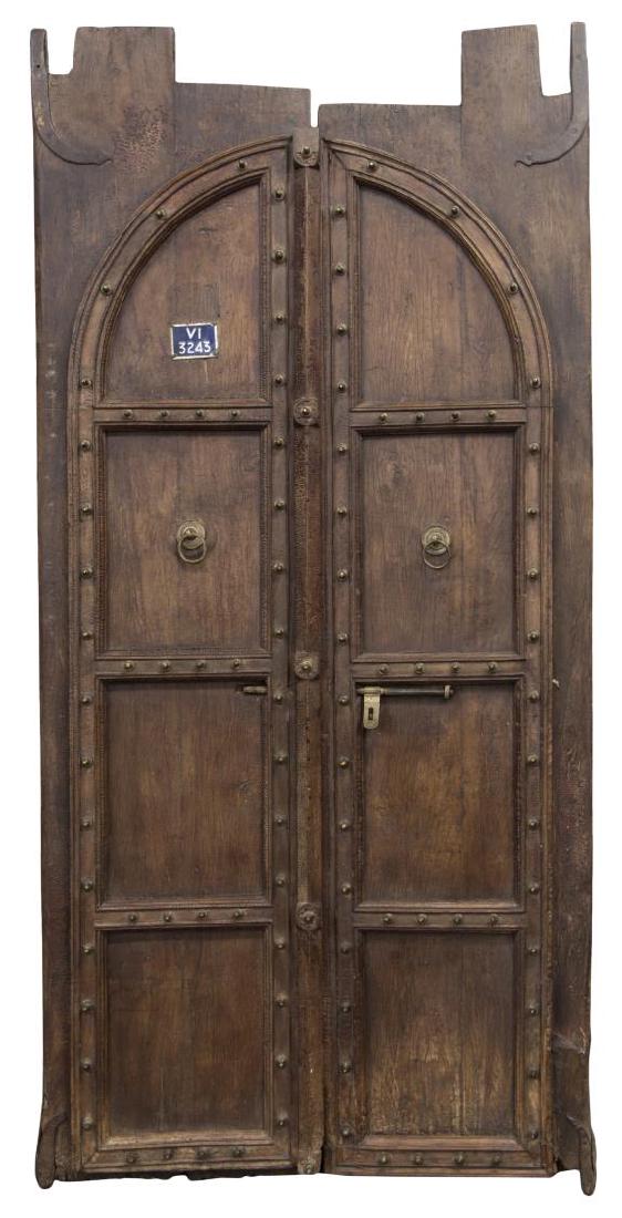 LARGE TEAKWOOD & PROTRUDING METAL ACCENT DOOR SET (1 of 4)