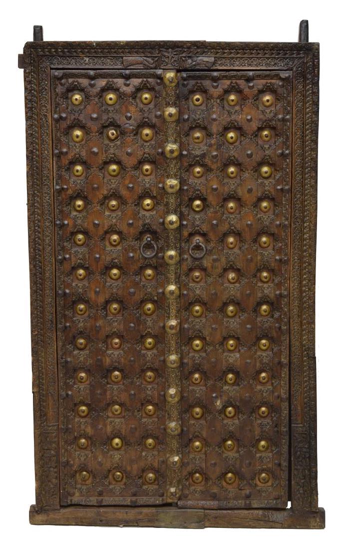 ARCHITECTURAL COLONIAL TEAK, IRON & BRASS WINDOW (1 of 2)