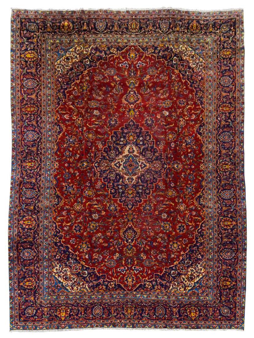 HAND WOVEN PERSIAN KASHAN RUG, 9'3" x 13'7" (1 of 4)