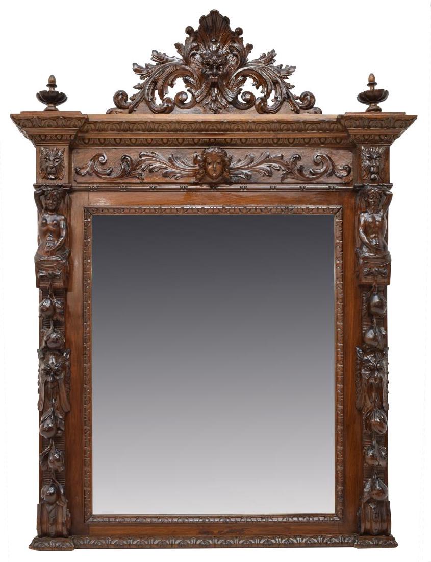 ITALIAN HIGHLY CARVED FIGURAL BEVELED WALL MIRROR (1 of 3)