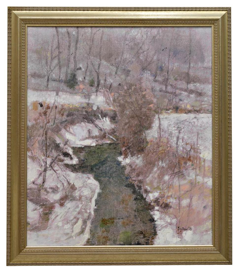 ROBERT SUDLOW (1920-2010) "SNOW & STREAM" PAINTING (1 of 5)
