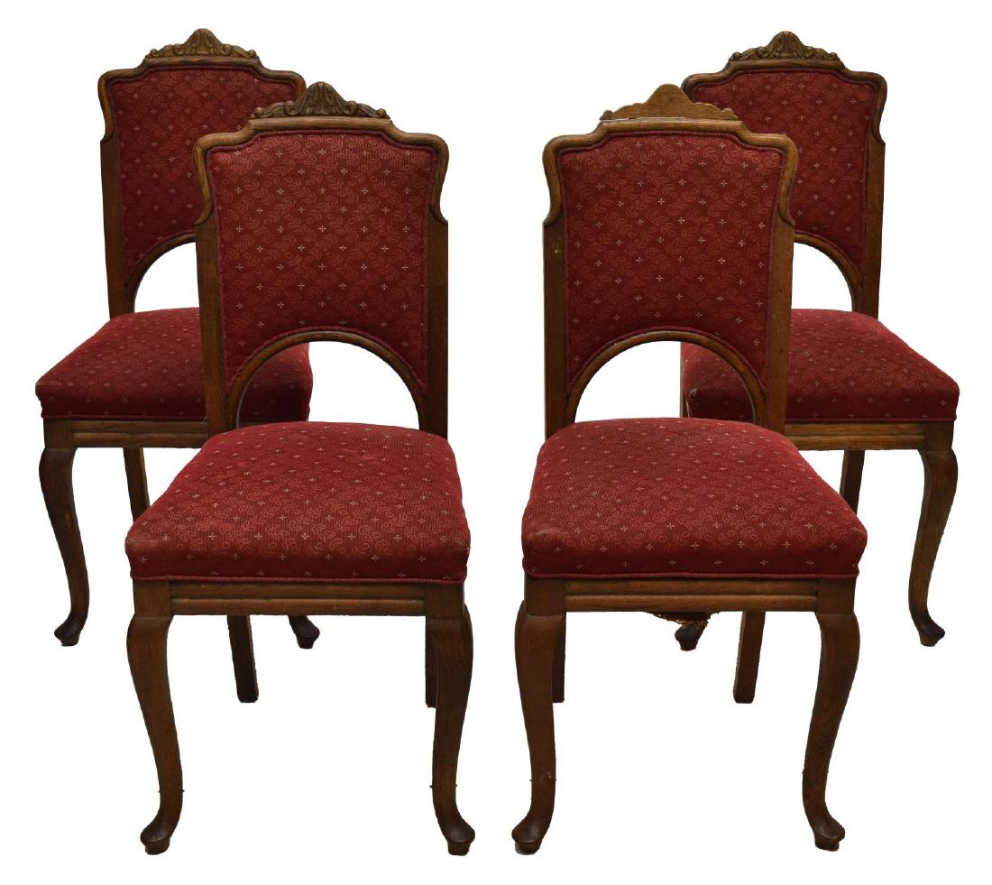 (4) LATE 19TH C. CONTINENTAL OAK DINING CHAIRS (1 of 3)