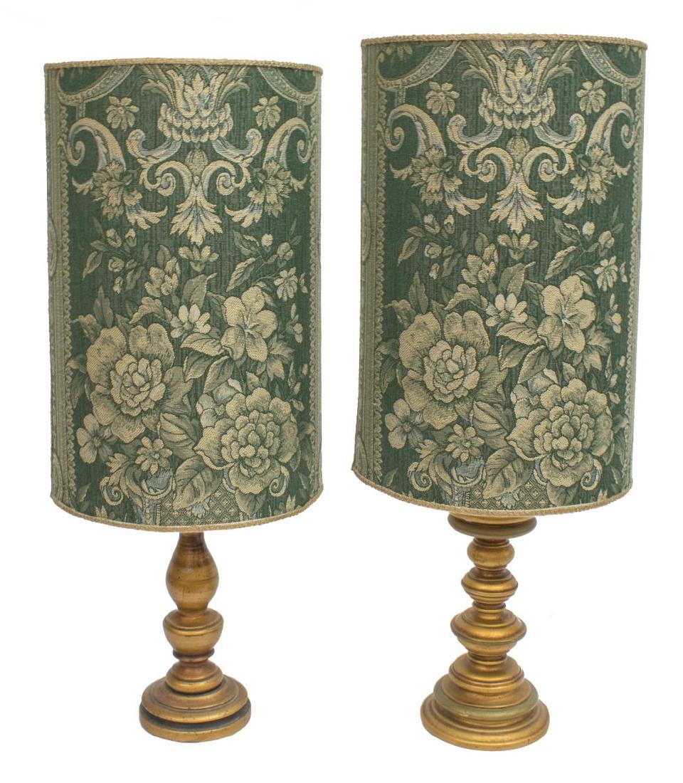 (2) ITALIAN GILT & PAINTED TURNED WOOD TABLE LAMPS (1 of 2)