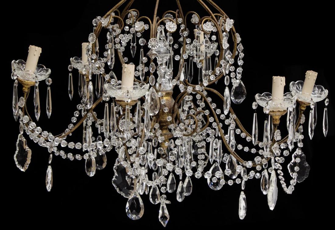 ITALIAN IRON & CRYSTAL 6-LIGHT CHANDELIER (1 of 3)