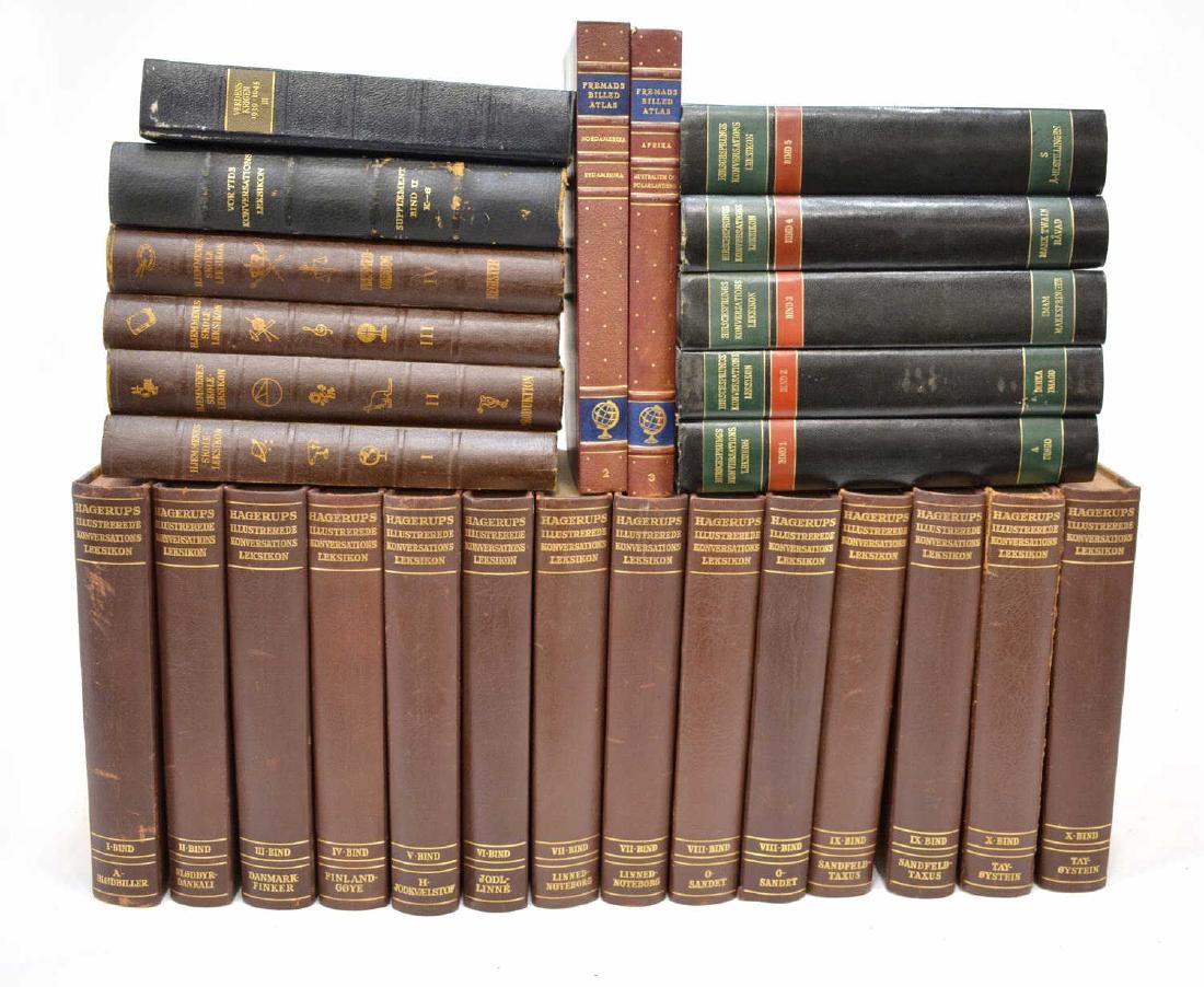 (27) DANISH LEATHER BOUND LIBRARY BOOKS (1 of 5)