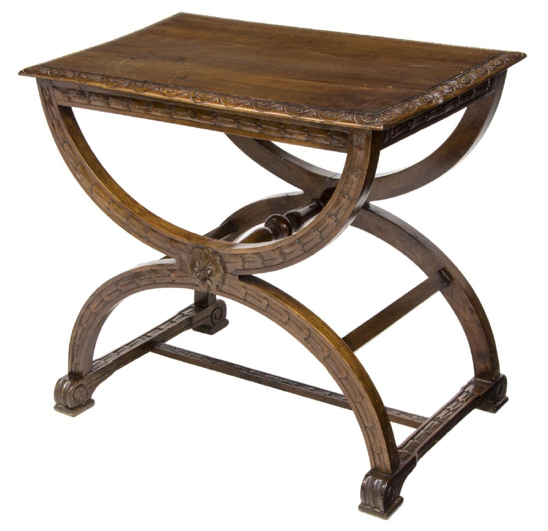 ITALIAN CARVED WALNUT SAVONAROLA SIDE TABLE (1 of 3)