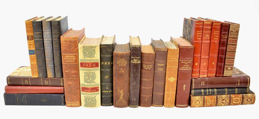 (24) DANISH LEATHER BOUND LIBRARY BOOKS (1 of 5)