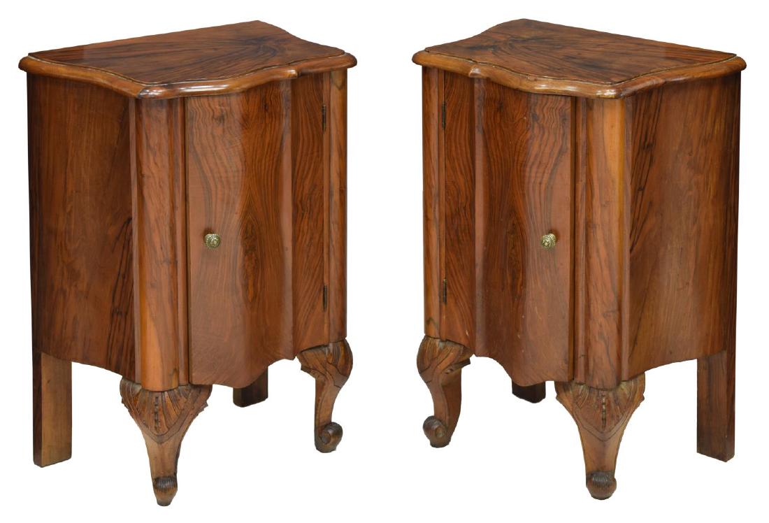 (2) ITALIAN ROSEWOOD BEDSIDE BOW-FRONT CABINETS (1 of 2)