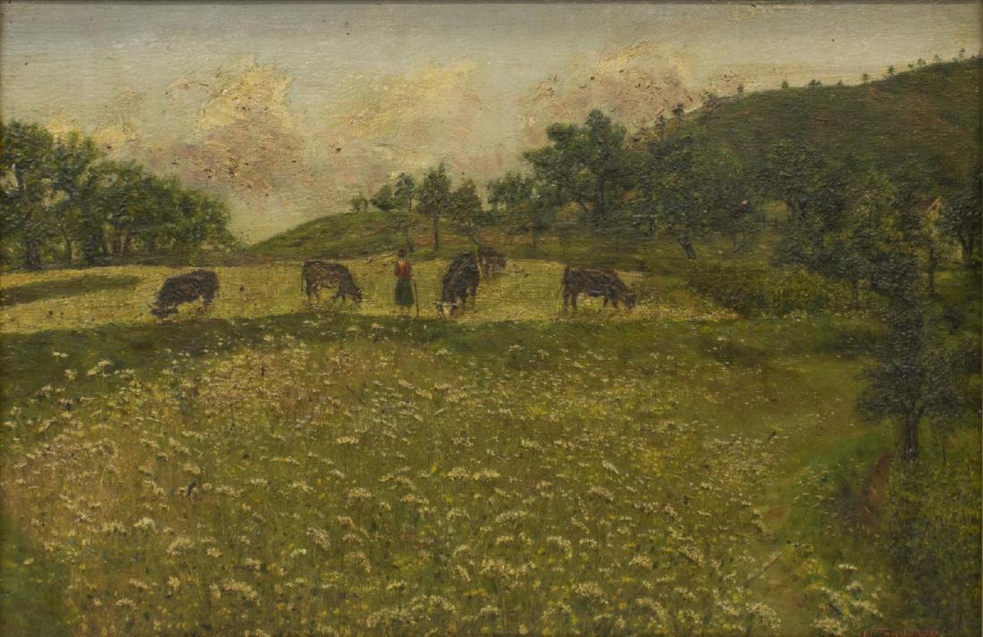 FRAMED ITALIAN PAINTING, PASTORAL SCENE, SIGNED (1 of 4)