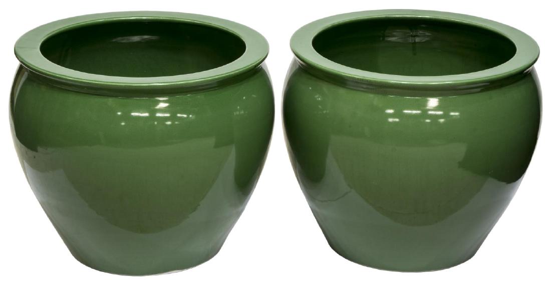 (2)CHINESE GREEN GLAZE PORCELAIN FISH BOWLS (1 of 2)