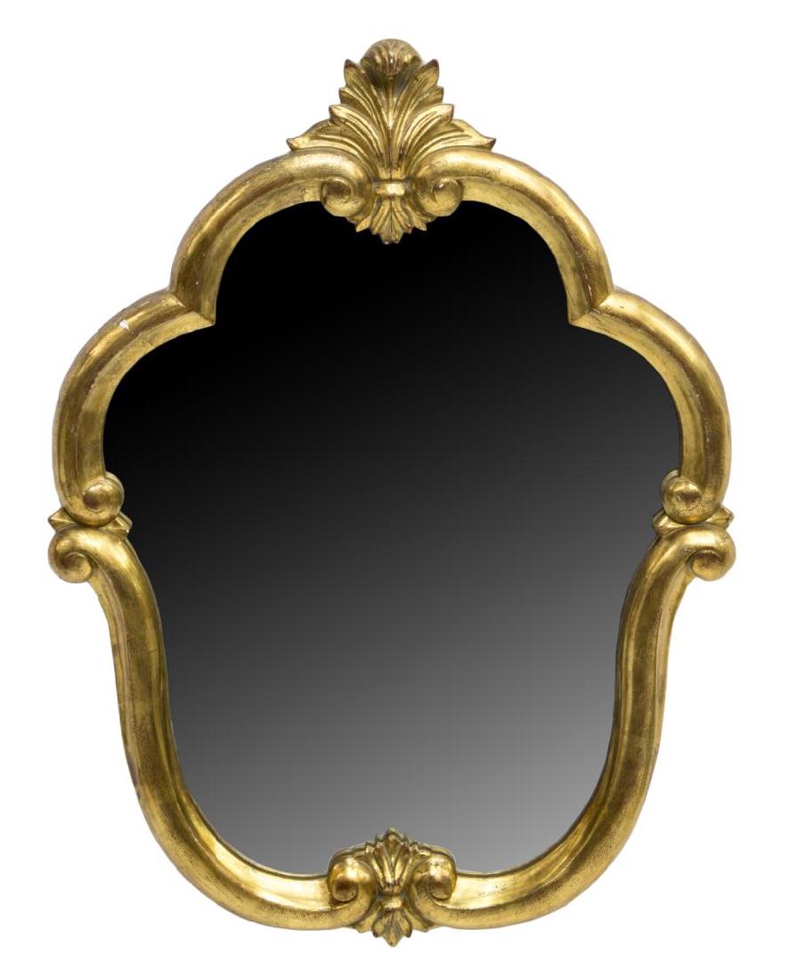 FRENCH FOLIATE CREST GILTWOOD WALL MIRROR (1 of 2)